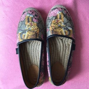 Gucci Pink Brown Tiger Print Espadrilles